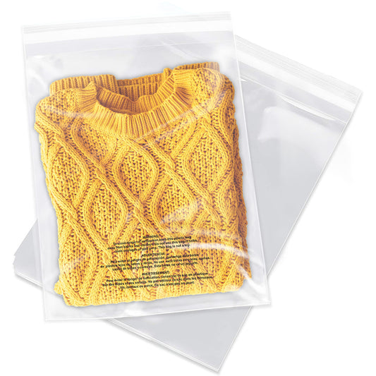 Self Seal Clear Poly Bags with Suffocation Warning for Packaging, Clot–  Just Vinyl and Crafts