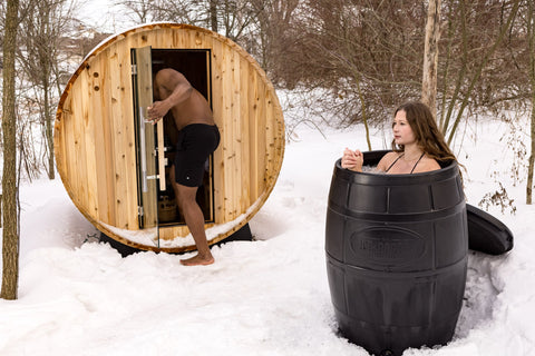sauna y barril de hielo