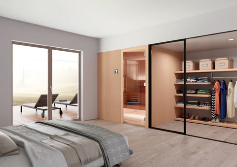 Cabina de madera Auroom Libera Sauna en la habitación