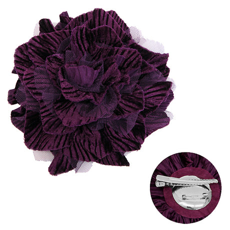 Large Dark Purple Flower Brooch Pin