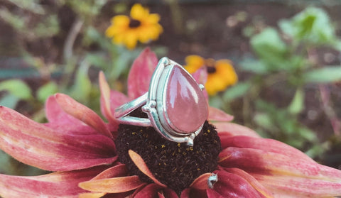 Genuine gemstone rhodocrosite sterling silver ring for women available at boho magic