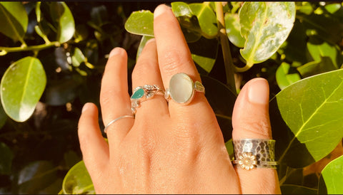 Genuine Gemstone sterling silver rings for men and women available at Boho Magic