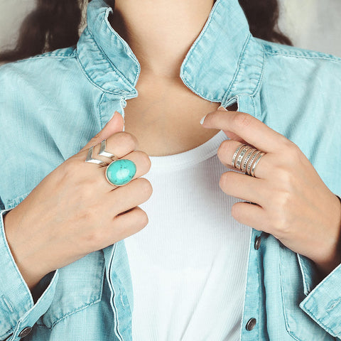 Turquoise Sidecar Rings – Pop Cycle Tucson