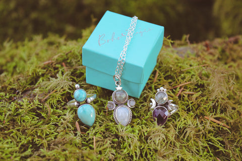 genuine gemstone birthstone gifts sterling silver rings and necklaces for women birthstone gifts available at boho magic