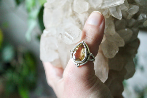genuine gemstone citrine and sterling silver rings for women available at boho magic