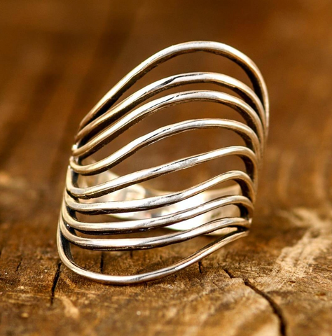 sterling silver ocean waves ring for women available at boho magic