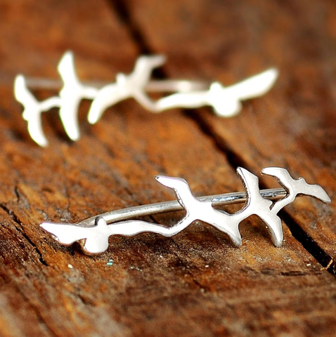 Genuine sterling silver flying bird inspired design ear climber earring available at boho magic