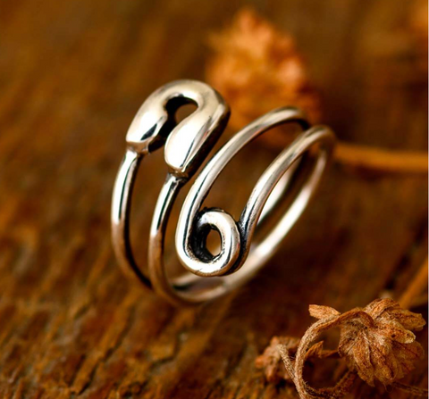 sterling silver safety pin ring for women available at boho magic