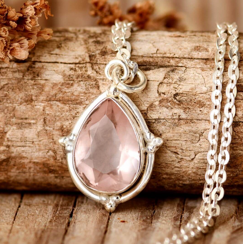 Empowering rose quartz sterling silver gemstone jewelry for women by boho magic