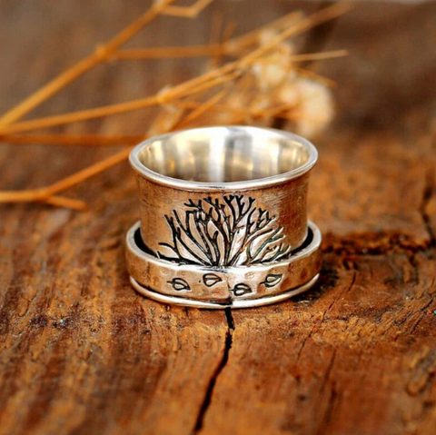 tree of life magical sterling silver spinner ring for women with hidden meaning available at boho magic