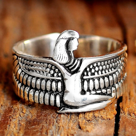 Sterling silver Isis Goddes ring for boho fashion and women available at Boho Magic