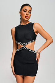 Sorrel Diamante Cutout Mini Bandage Kleid