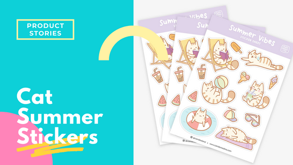 Cat summer stickers