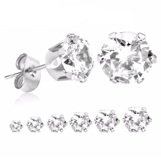 Squared Cubic Zirconia Ear Studs For Men - PAIR – Code Earrings For Man