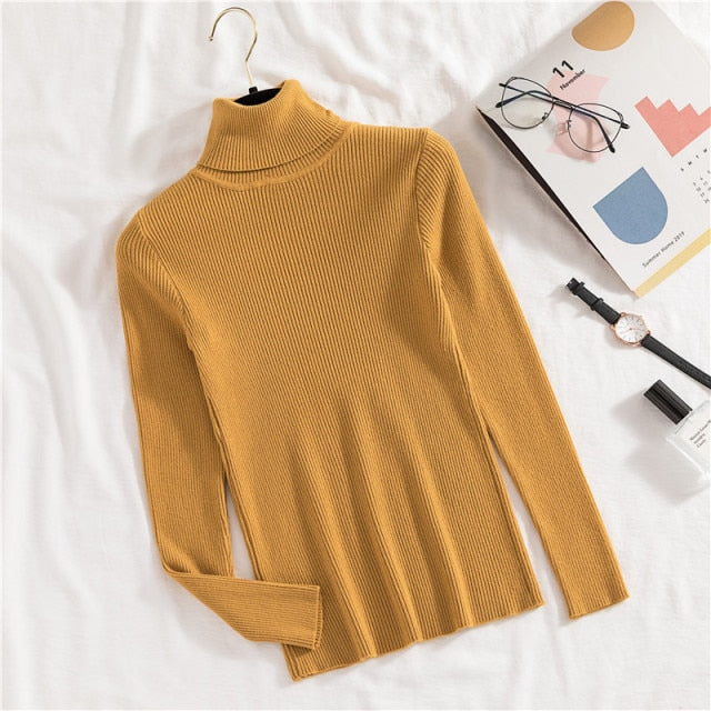 Woman Sweaters 2021 Autumn Winter Tops Turtleneck Sweater Women Slim Pullover Jumper High Neck Knitted Sweater Pull Femme Hiver