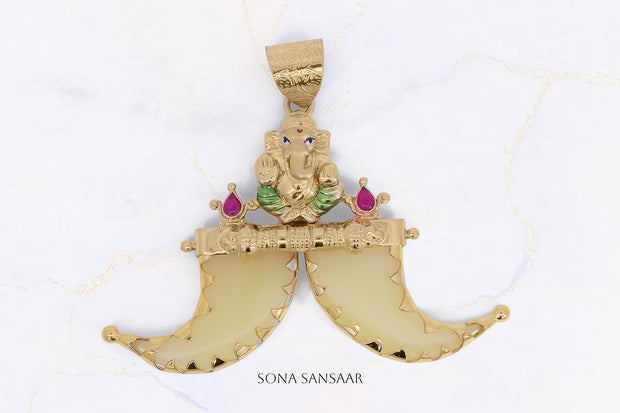 Shree Nathji in Artificial Daul Lion Nail with Diamond Gold Plated Pendant  - Style A866 – Soni Fashion®