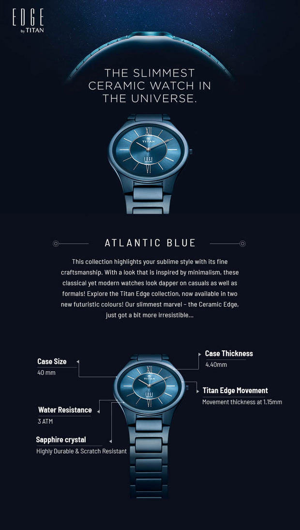 Titan watch store edge blue