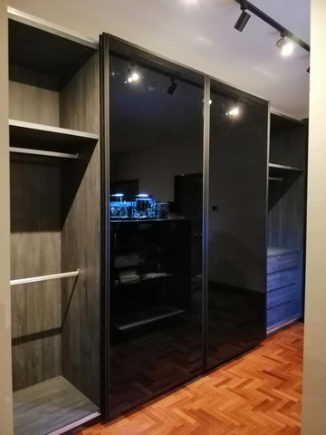 Custom-Made Wardrobe Singapore with Sliding Doors Tinted Glass