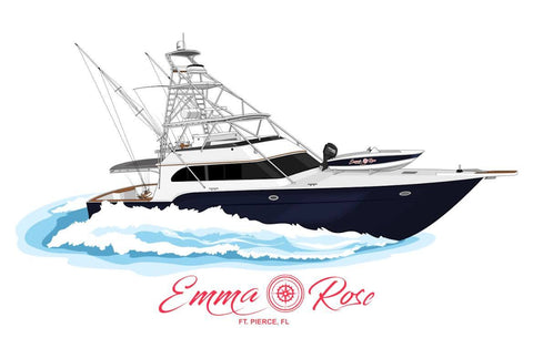 Custom Boat Drawings and Apparel – Set The Hook Fishing Gear