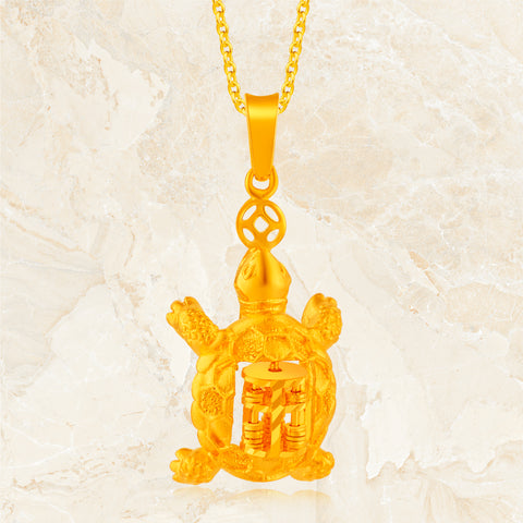 916 Gold Tortoise Abacus Pendant