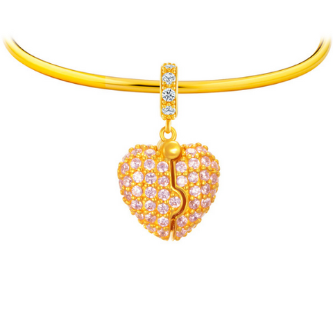 916 Gold Heart in Heart Charm