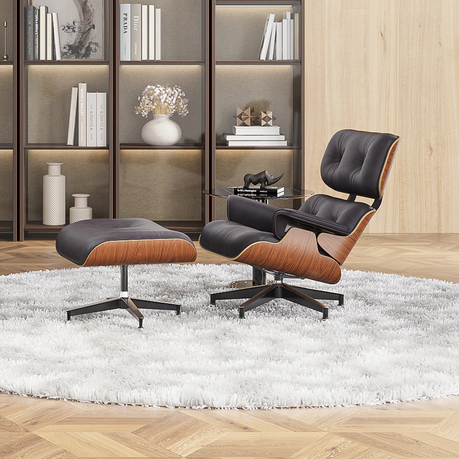 Daedalus Designs - Eames Mid-Century American Lounge Chair and Ottoman by Herman Miller | Genuine Leather | Walnut & Palisander Wood - Review