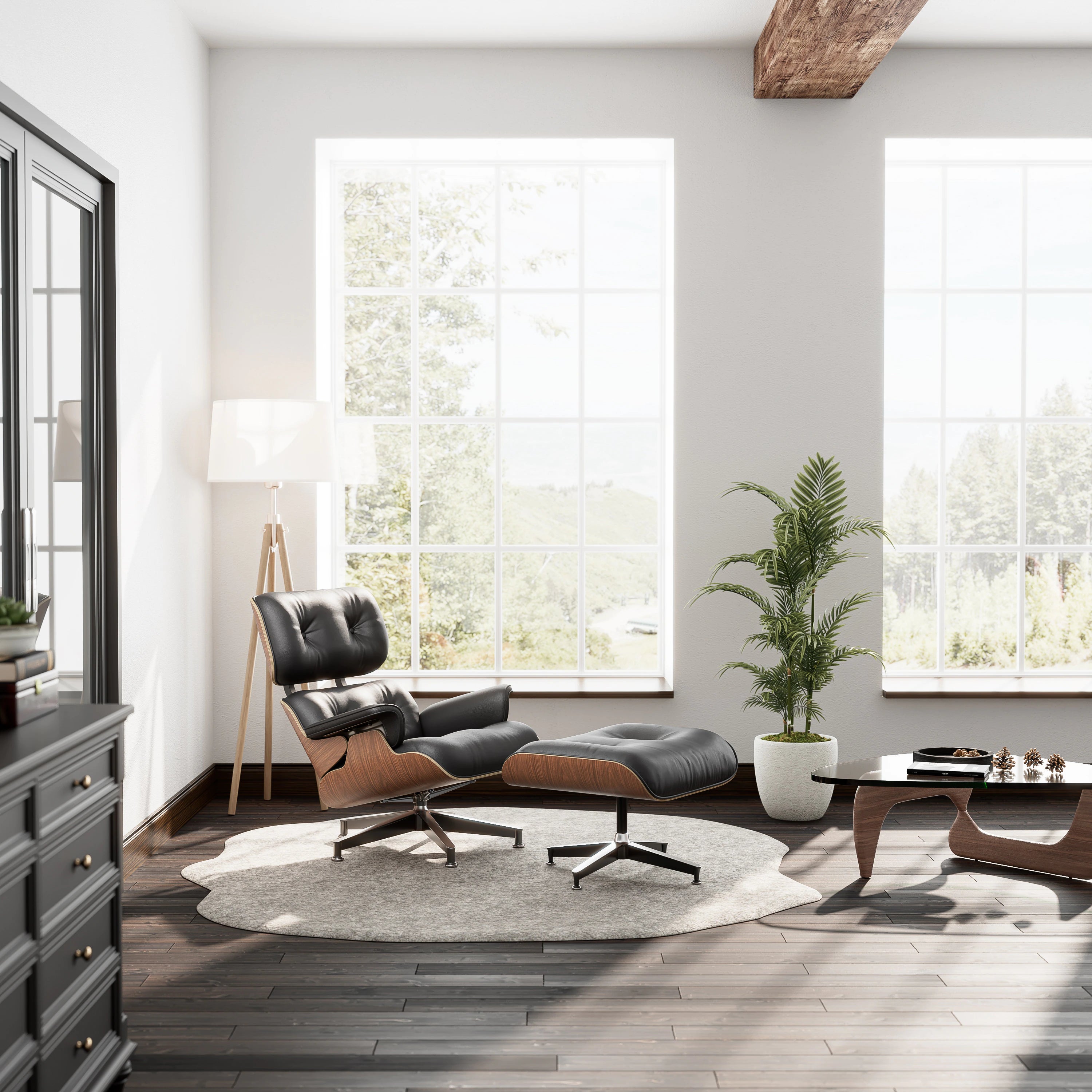 CORX Designs - Eames Mid-Century American Lounge Chair and Ottoman by Herman Miller | Genuine Leather | Walnut & Palisander Wood - Review