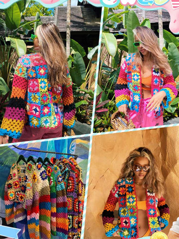 Crochet Knitted cardigan multi colour