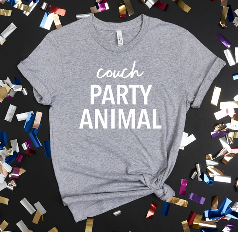 Gray Couch Party animal printed graphic t-shirt