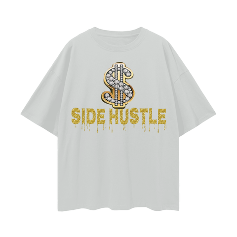 White unisex Side Hustle logo t-shirt