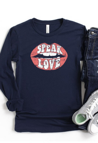 Womens T-shirt , long sleeved speak love print graphic