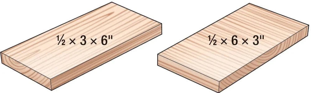 Remember, grain direction defines the length while the shorter dimension perpendicular to the gain is the width.