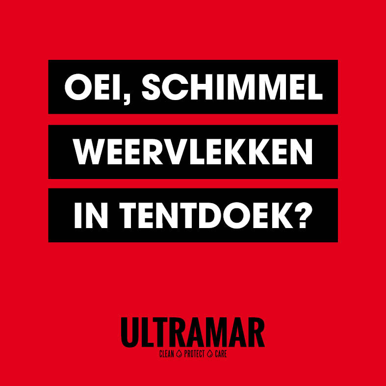 Oei, schimmel weervlekken in tentdoek?