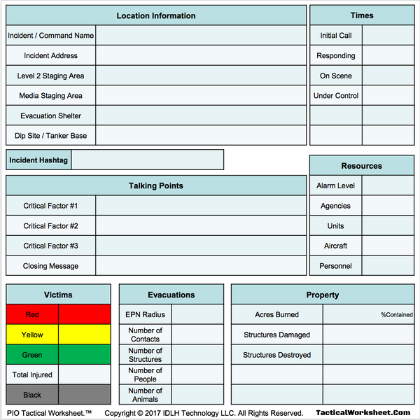 The Best tool for Public Information Officers - PIO Tactical Worksheet ...
