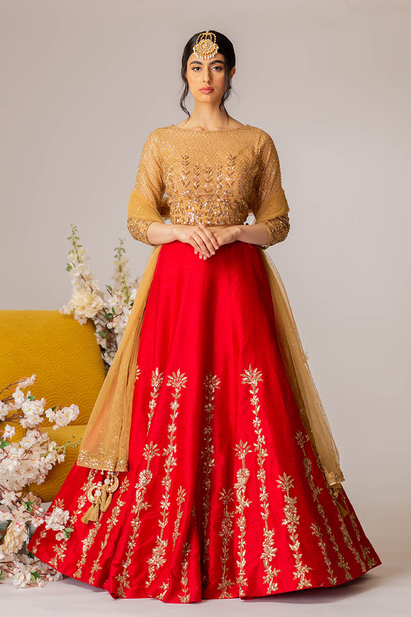 Deep Maroon Bridal Lehenga With Hand Emroidered Peacock Motifs And Two  Dupattas