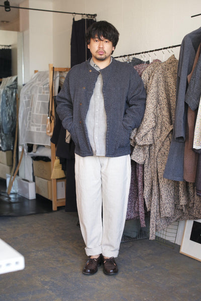 MITTAN / cotton sashiko woven jacket ash JK-38 / size2 shirt MITTAN / Okazaki cotton shirt matsuen SH-62B / size3 pants flax ramie long pants PT-13 off-white / size3