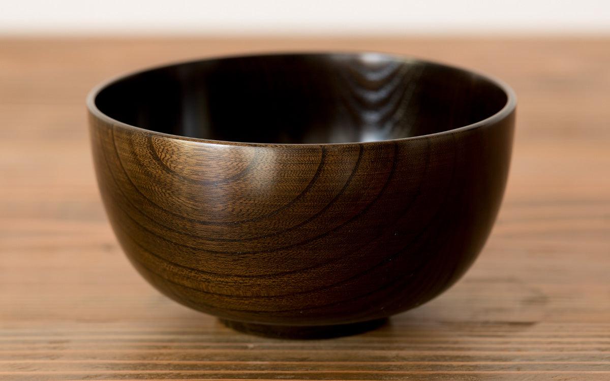 Turned zelkova rice bowl