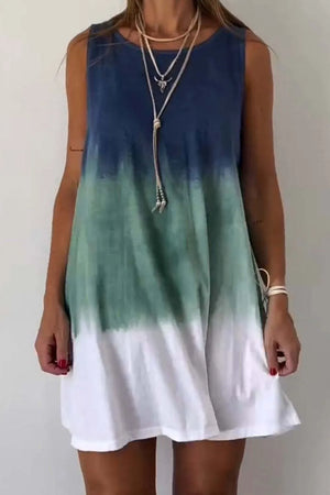 Full Size Tie-Dye Sleeveless Mini Tank Dress Plus Size - Shop With Bonney