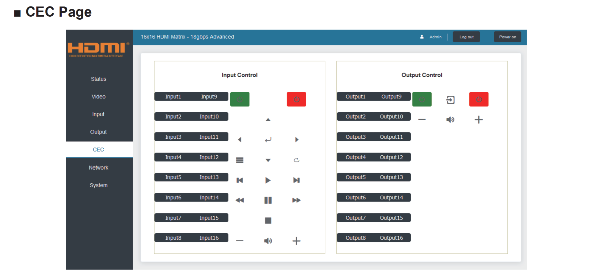 CEC CONTROL PAGE