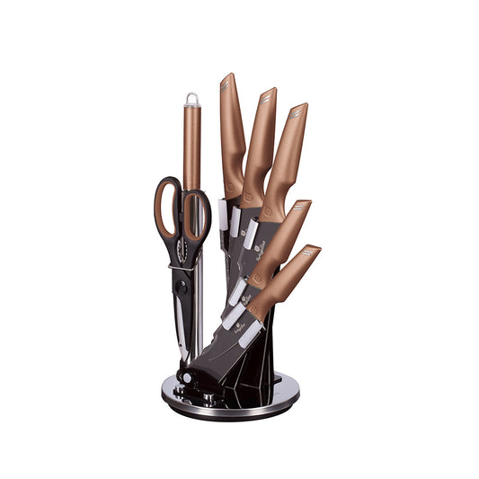 6pcs Copper Knife Set Rose Gold Knife Set & Knife Block with Copper Kitchen  accessories, Rose Gold Kitchen Accessories