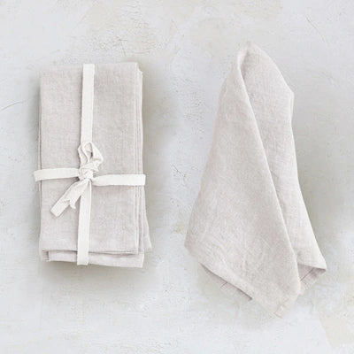 Cream Stonewashed Linen Napkin Set