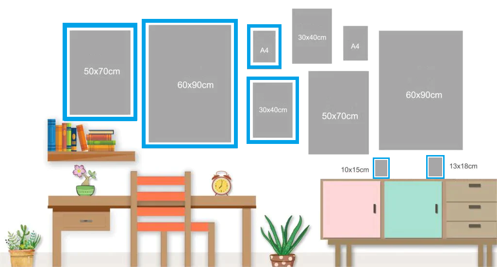 guide des tailles pour tableaux