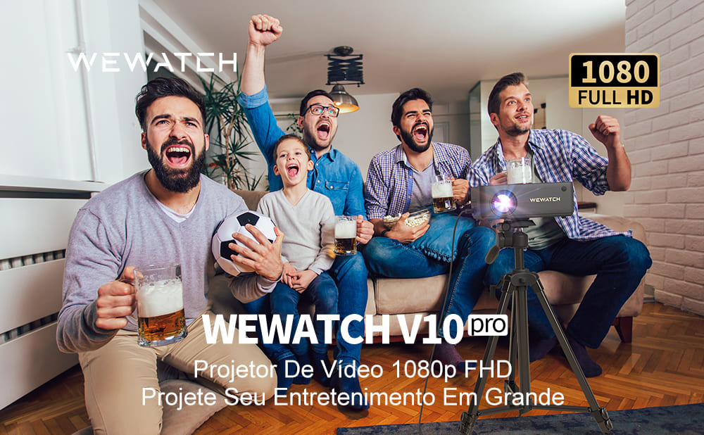 Projetor Wewatch V10 Pro Black Portátil Full HD 1080P Wifi