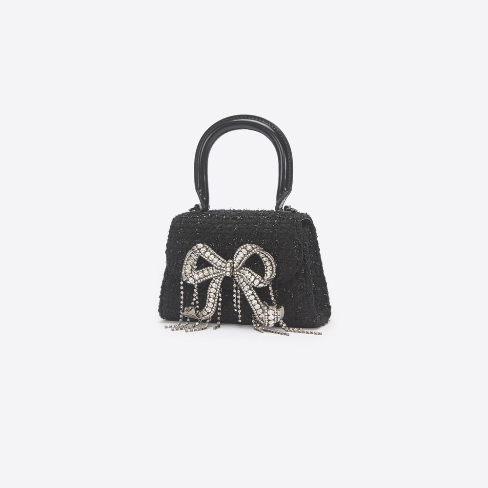 Black Quilted Shoulder Mini Bow Bag – self-portrait-US