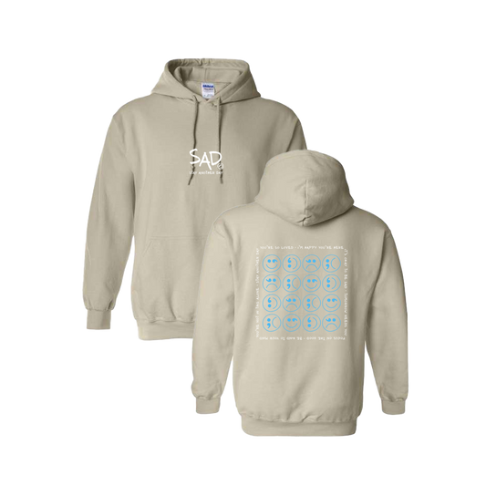 Multi Smiley Face Blue Screen Printed Light Pink Hoodie - Mental