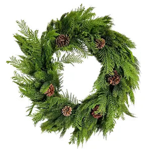 30" Mixed Cypress Wreath - Linen & Clove