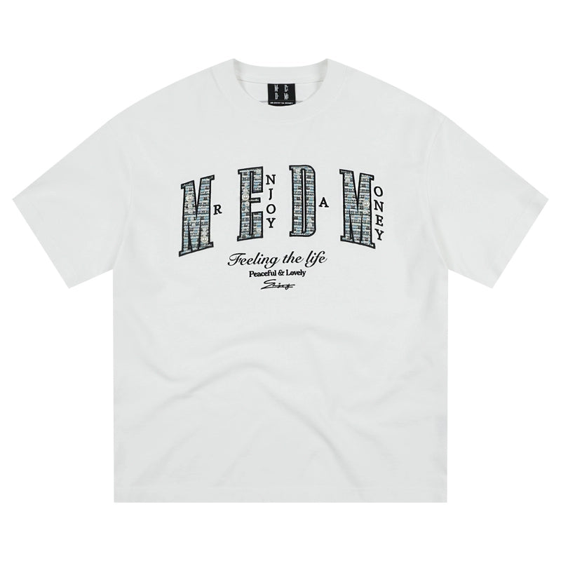 MEDM Patch Embroidered Pearl Tee