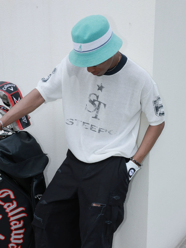 STEEPC Faded Print Mesh Knit Tee