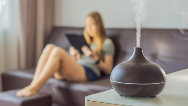 An essential oil diffuser brings spa-like calm
