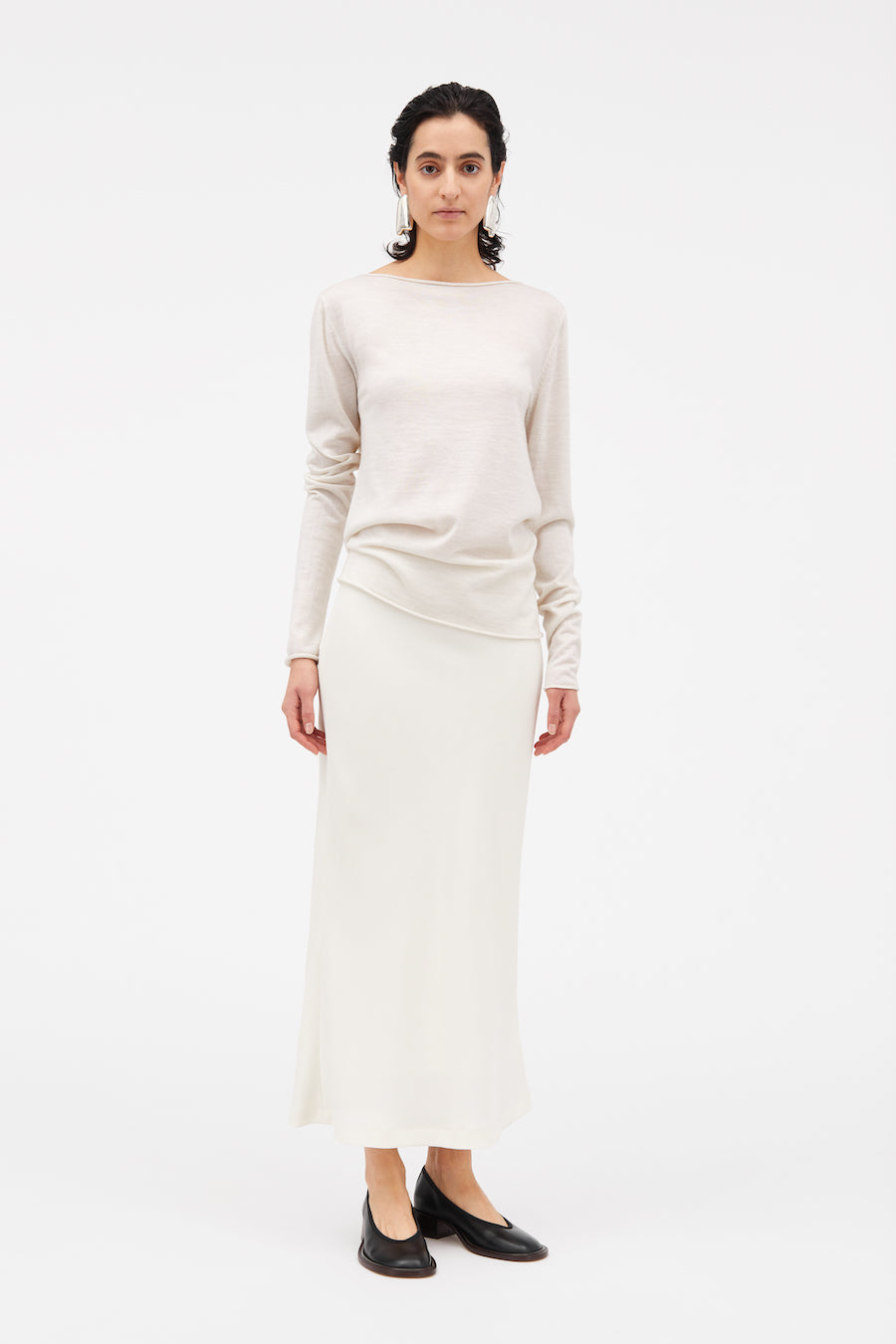 NOELLE CREPE SKIRT: IVORY